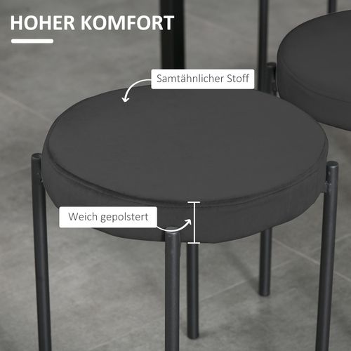 Tabourets Salle à Manger Velours Et Métal 4 Pièces Empilables, Assise Rembourrée,  Noir