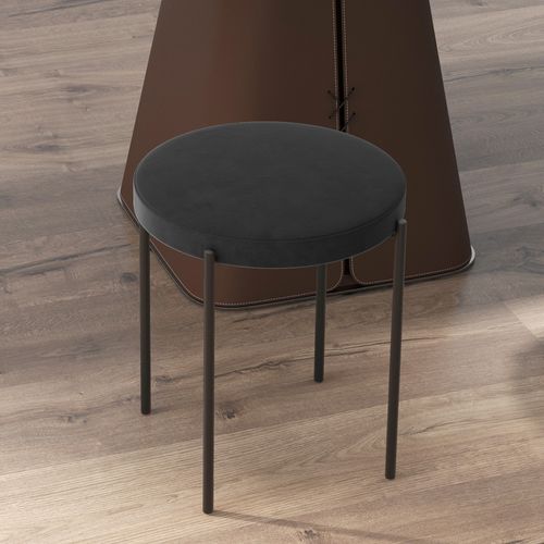 Tabourets Salle à Manger Velours Et Métal 4 Pièces Empilables, Assise Rembourrée,  Noir