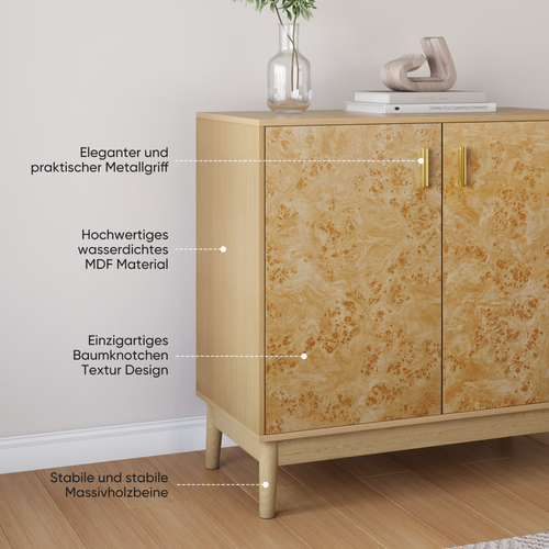 Armoires En Bois Massif Avec Pieds En Bois Massif, Buffets Indépendants Avec Étagères Réglables