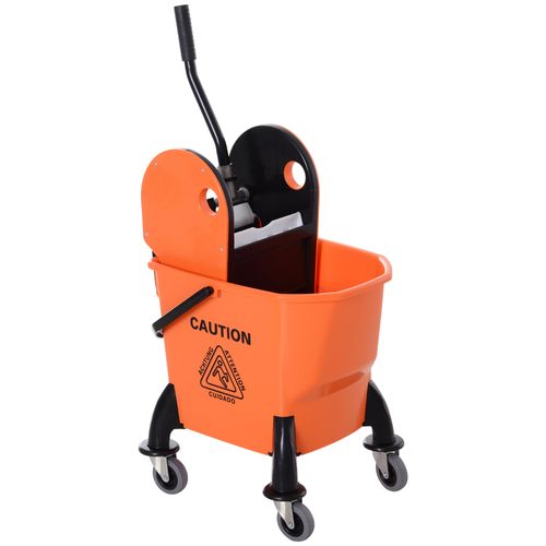 Chariot De Nettoyage En Plastique Avec Essoreuse 26l, Roues, Orange