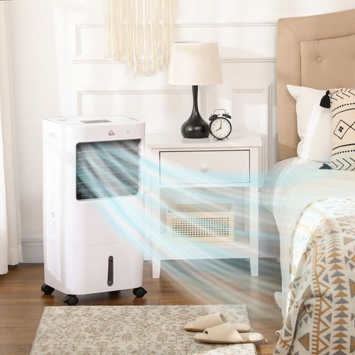 Climatiseur Mobile 3 En 1 Avec Humidification Et Refroidissement à Eau 15l, Oscillant 65w, Blanc