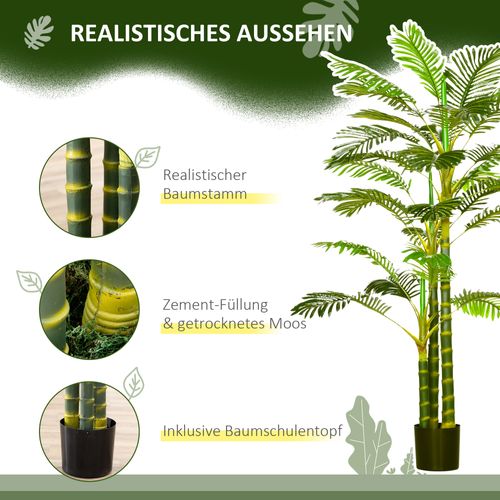 Palme Artificielle 190 Cm En Plastique, Plante Déco Moderne Pour Salon, Chambre, Bureau, Jardin