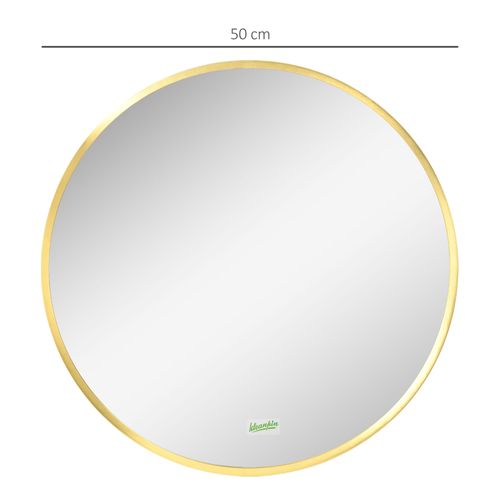 Miroir Rond En Aluminium Avec Fonction Mémoire Ip44 Ø50 Cm Pour Salle De Bain, Doré