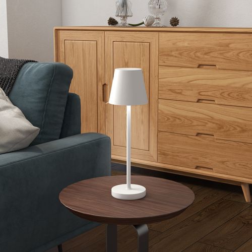 Lampe De Table Rechargeable USB En Métal Avec Variateur Tactile, Blanche