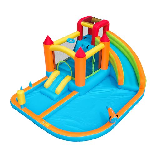 Château Gonflable Multifonctionnel En Pvc Avec Souffleur, Toboggan, Trampolines, Panier De Basket