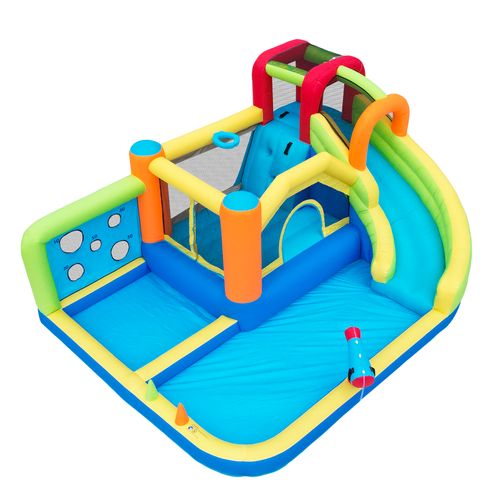 Parc Aquatique Multifonction Avec Trampoline En Tissu ,toboggan,mur D'escalade,450w Souffleur