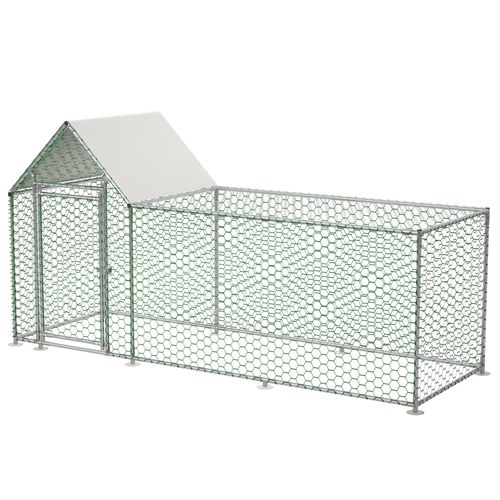 Enclos Pour Poules En Métal Avec Verrou De Sécurité Et Tissu Pe Étanche, 3x1x1,5m