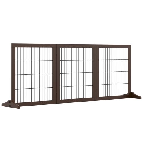 Barrière Pour Chien En Bois De Pin, Autonome, 185x36x71cm, Brun