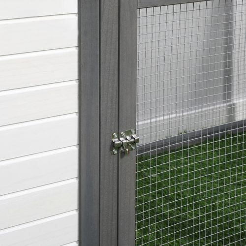 Poulailler D'ornement En Pin, Hiver, Avec Accès Extérieur, Perchoirs, Nids, Gris Et Blanc