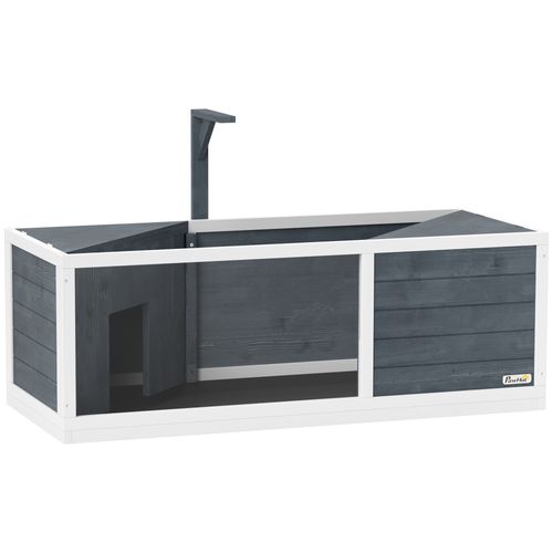 Maison Pour Tortues En Bois, Enclos Avec Deux Maisons, Dessus Ouvrant, Avec Éclairage, Gris