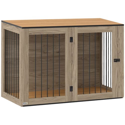 Cage Pour Chien En Acier Avec Fenêtre Et Porte, Table D'appoint, 106 X 60 X 76 Cm