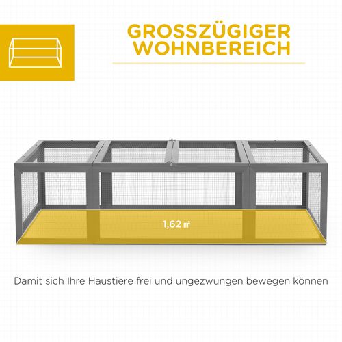 Cage Pour Lapin En Bois De Sapin, Hiver, Toit Ouvrant, 180x90x48 Cm, Gris