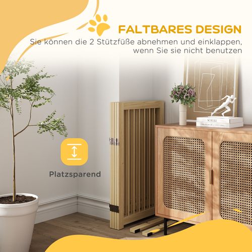 Barrière Pour Chien En Bois 4 Pièces,220 X 91 Cm, Pliable Avec Porte,autoportrait,2 Pieds De Support