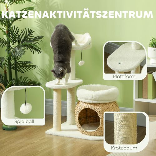 Arbre à Chat En Sisal Avec Canapé, Boule Et Cachette, Crème