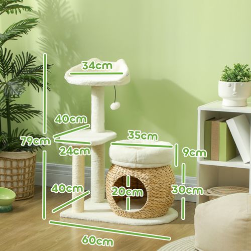 Arbre à Chat En Sisal Avec Canapé, Boule Et Cachette, Crème