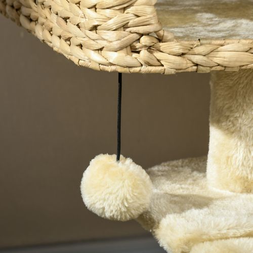 Arbre à Chat Sisal Avec 2 Plateformes Et Balle De Jeu Pour Chats Jusqu'à 6 Kg, Beige