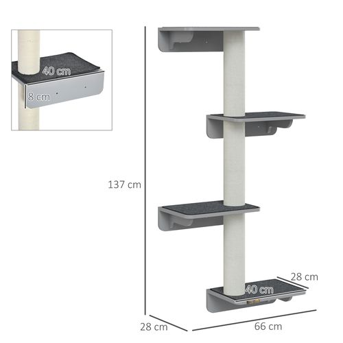 Griffoir Mural En Bois Pour Chats, Idéal Pour Les Amoureux Des Chats, Gris Clair Beige