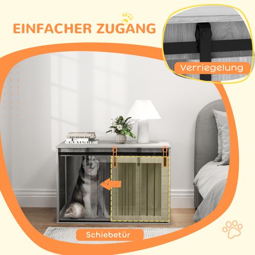 Cage Pour Chien En Métal, Verrouillable, Avec Porte Coulissante, Gris, 98 X 58 X 61 Cm