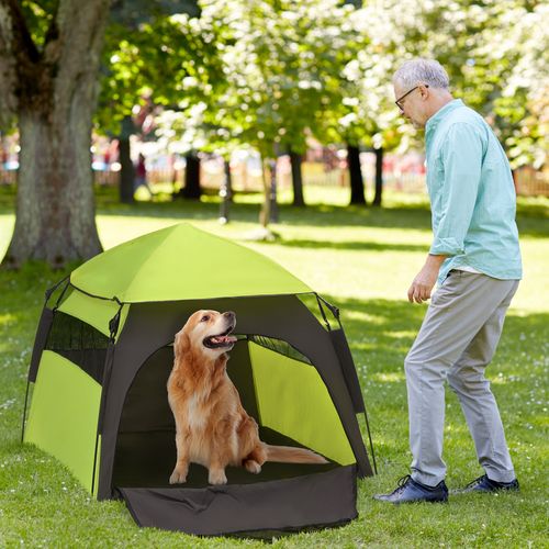 Tente Pour Animaux De Compagnie En Tissu Avec Fenêtre En Mesh, Tipi, Vert