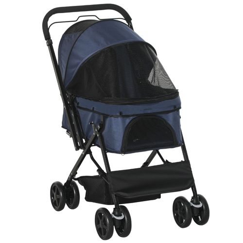 Chariot Pour Animaux Oxford Pliable Léger 76,5x52x95cm Pour Petits Chiens Et Chats, Bleu