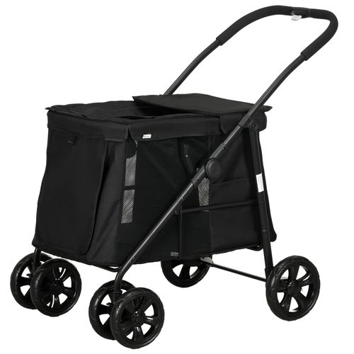 Chariot Pour Chien 3-en-1 Oxford Avec Réflecteurs, Pour Petits Chiens Jusqu'à 10 Kg, Gris