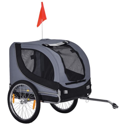 Remorque à Vélo Pour Chien, Polyester, Sécurisé Pour Sorties, Gris Noir 130x73x90cm