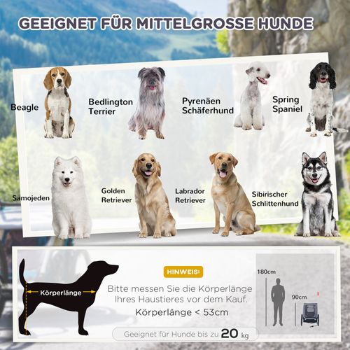 Remorque à Vélo Pour Chien, Polyester, Sécurisé Pour Sorties, Gris Noir 130x73x90cm