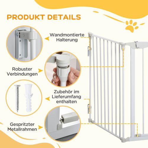 Barrière Pour Chiens En Plastique Avec Porte De Sécurité, 180x3x74,5cm