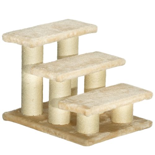 Escalier Pour Chats En Peluche Avec Hauteur De Marche De 11 Cm, Crème