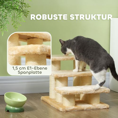 Escalier Pour Chats En Peluche Avec Hauteur De Marche De 11 Cm, Crème
