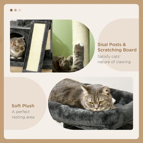 Arbre à Chat Sisal Jusqu'à 30 Kg Avec Colonne En Sisal Et Planche à Gratter, Peluche Gris Foncé