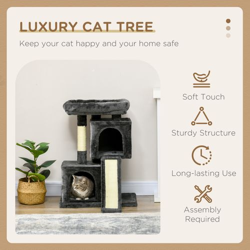 Arbre à Chat Sisal Jusqu'à 30 Kg Avec Colonne En Sisal Et Planche à Gratter, Peluche Gris Foncé