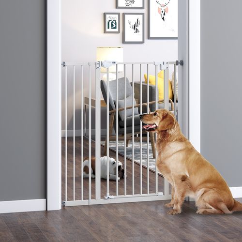 Barrière De Protection Ajustable Sans Perçage Double Fermeture Pour Chiens 97,5 X 104,1 Cm