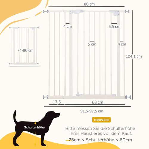 Barrière De Protection Ajustable Sans Perçage Double Fermeture Pour Chiens 97,5 X 104,1 Cm