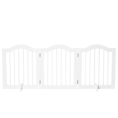 Barrière Pour Chiens Mdf Pliable En Trois Parties Avec Pieds De Support, Blanc
