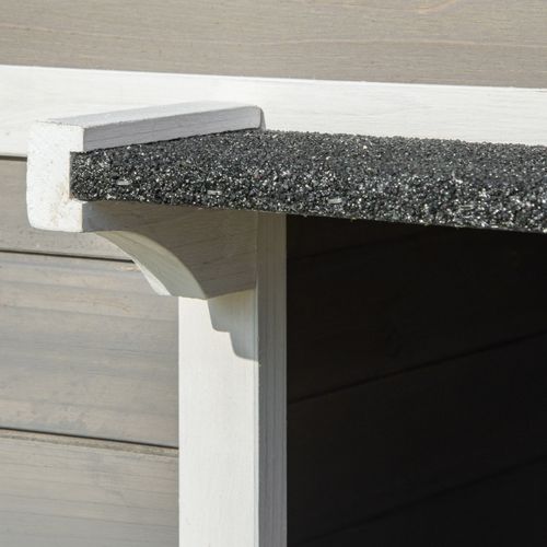 Maison Pour Chats Et Chiens En Bois De Sapin, Avec Terrasse Et Balcon, Gris Et Blanc