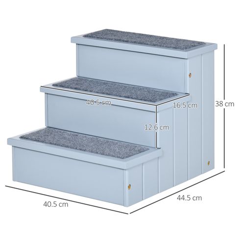 Escalier Pour Animaux En Tissu, 3 Marches, Avec Rangement, Gris