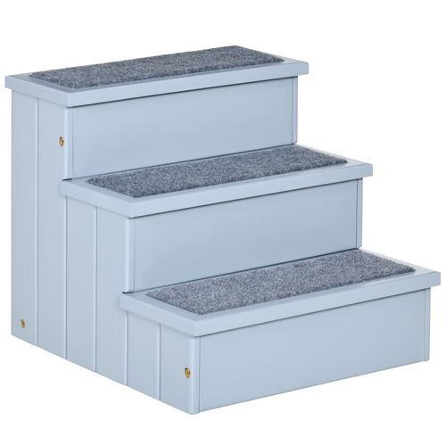 Escalier Pour Animaux En Tissu, 3 Marches, Avec Rangement, Gris