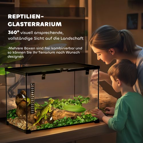 Terrarium Pour Reptiles En Verre Avec Structure En Métal, 50 X 30 X 35 Cm
