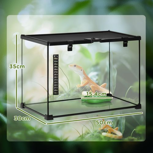 Terrarium Pour Reptiles En Verre Avec Structure En Métal, 50 X 30 X 35 Cm