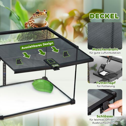 Terrarium Pour Reptiles En Verre Avec Structure En Métal, 50 X 30 X 35 Cm