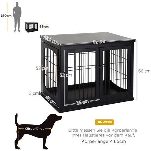 Caisse Pour Chien En Mdf Et Métal Avec Surface De Table Et Cage Pour Petits Animaux, Noir