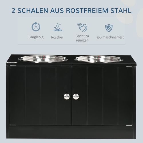 Station De Nourriture Pour Chien En Acier Inoxydable, 2 Bols, Rangement 44l, Portes Magnétiques