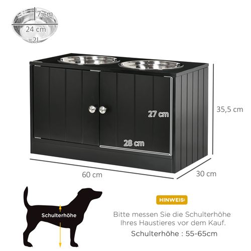 Station De Nourriture Pour Chien En Acier Inoxydable, 2 Bols, Rangement 44l, Portes Magnétiques