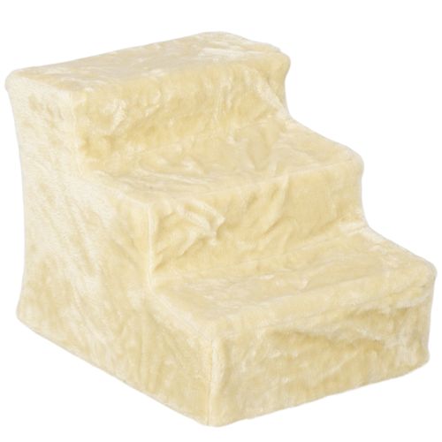 Escalier Pour Animaux 3 Marches Pluche Beige Pour Chat Jusqu'à 4,5 Kg