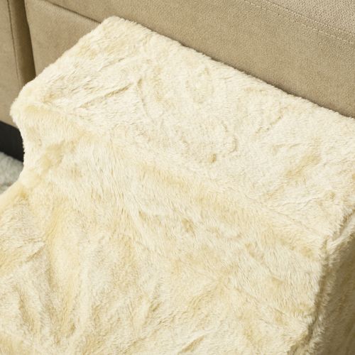 Escalier Pour Animaux 3 Marches Pluche Beige Pour Chat Jusqu'à 4,5 Kg