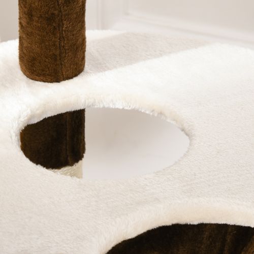 Arbre à Chat XXL En Peluche Avec Boîte Et Hamac, Couleur Marron, 153 Cm De Haut