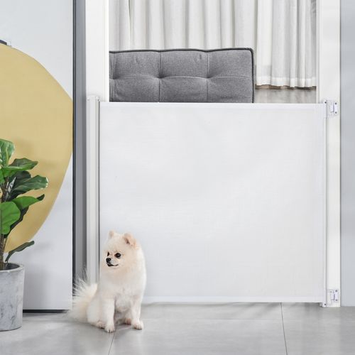 Barrière De Sécurité Extensible Pvc Pour Enfants Et Animaux, Blanche 115x82,5 Cm