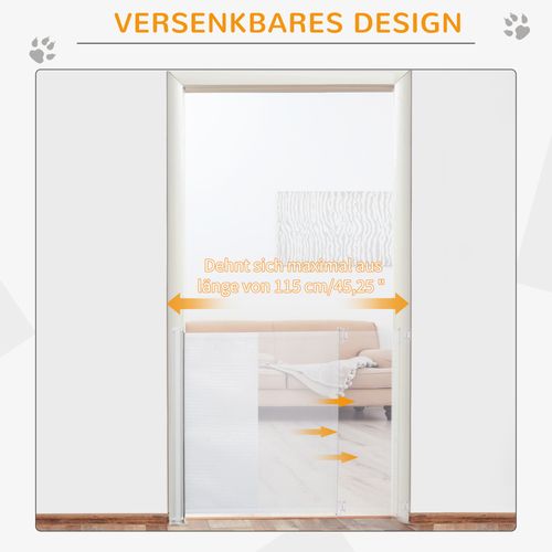 Barrière De Sécurité Extensible Pvc Pour Enfants Et Animaux, Blanche 115x82,5 Cm