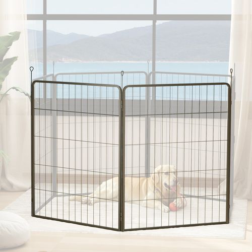 Clôture Pour Chiots En Acier, 2 Panneaux D'extension Pour Parc, 80 X 100 Cm, Noir